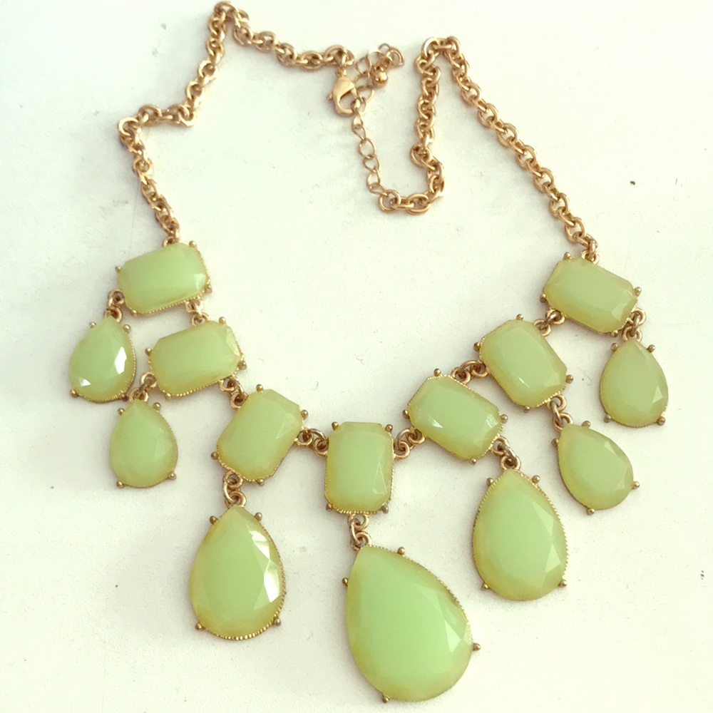 green and gold statement necklace